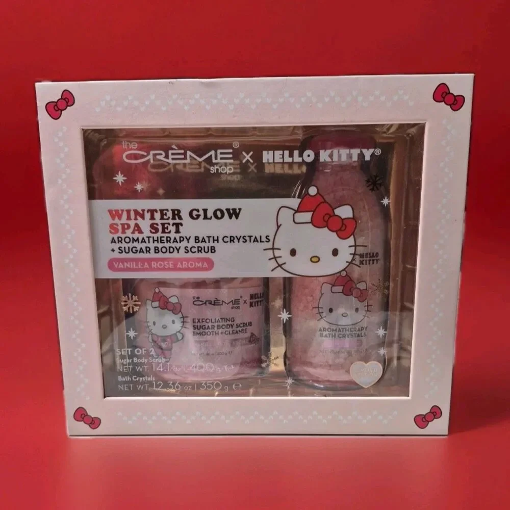 Hello Kitty, Winter Glow Spa Set Vanilla Rose Aroma Bath Crystals & Body Scrub